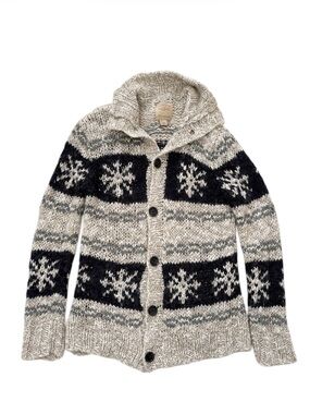 Y2K Telluride Clothing Chunky Shawl Collar Snowflake Cardigan Nordic Style